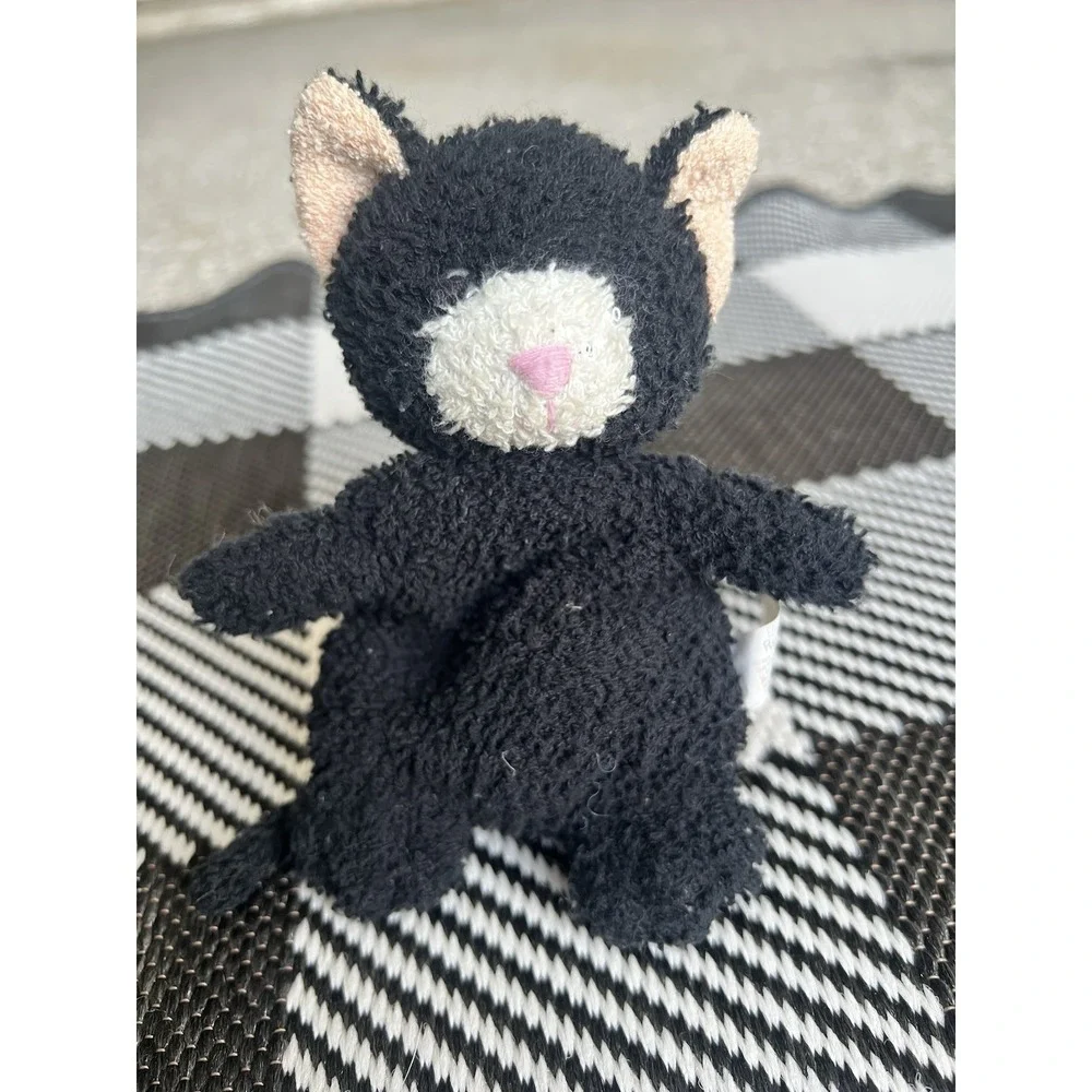 Vintage Russ Berrie Home Buddies PURRY Black Cat Plush Terrycloth Towel Texture